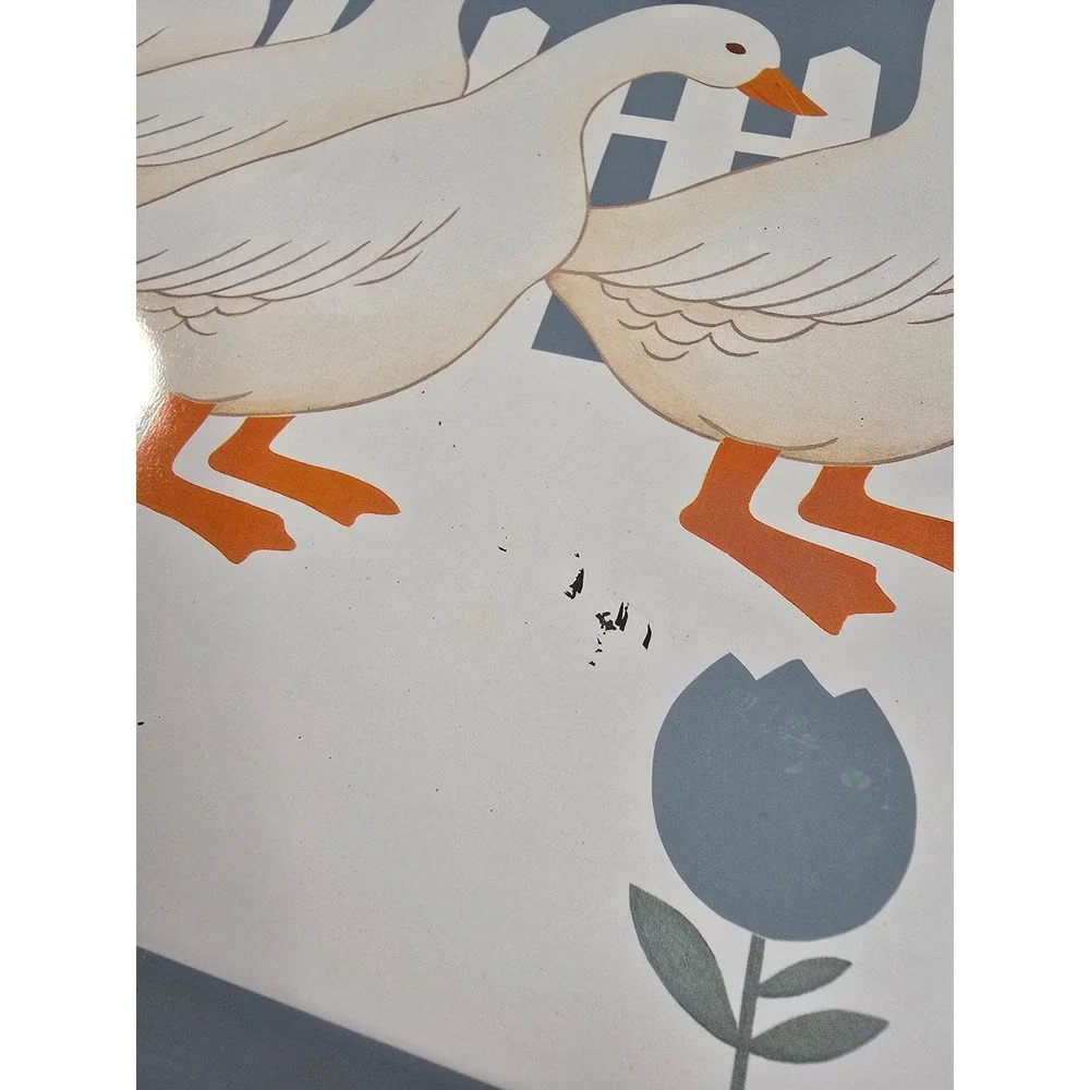 Vintage Goose Metal Serving Tray Blue Geese Farmhouse Cottagecore 15x10.5in
